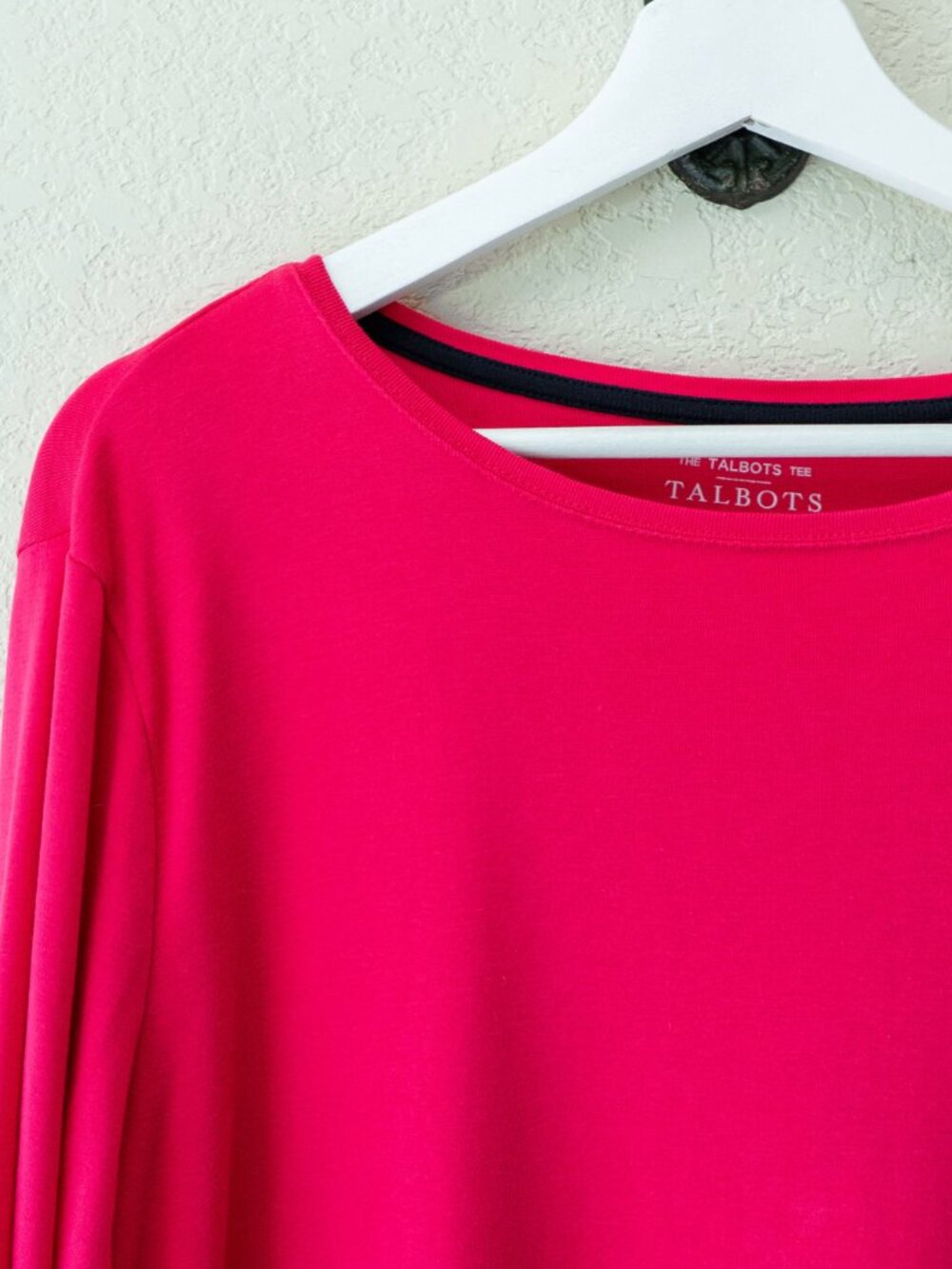 Talbots Pima Cotton Top 2X Pink Long Sleeve Soft Stretch Casual Plus Size Basic - Picture 3 of 11